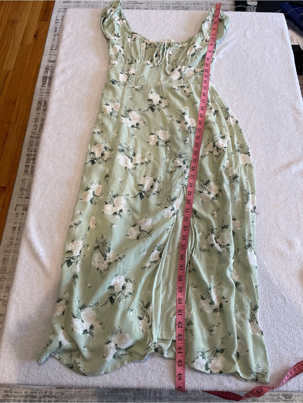 Aeropostale Mint Green Floral Maxi Dress with Ruffle Neckline
